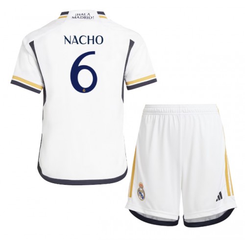 Otroški Nogometni dresi Real Madrid Nacho #6 Domači 2023-24 Kratek Rokav (+ Kratke hlače)